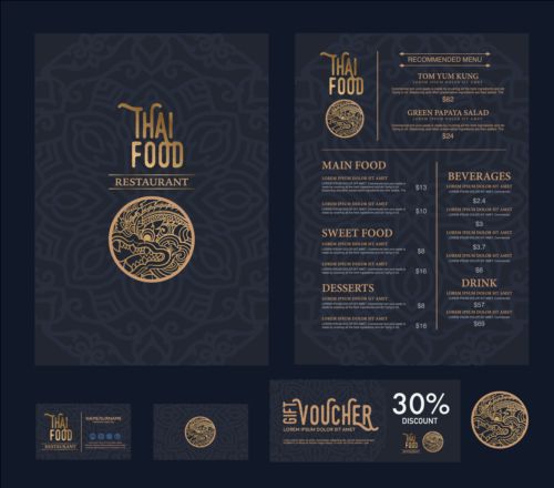 Restaurant menu with cards vector design 12 restaurant menu cards   