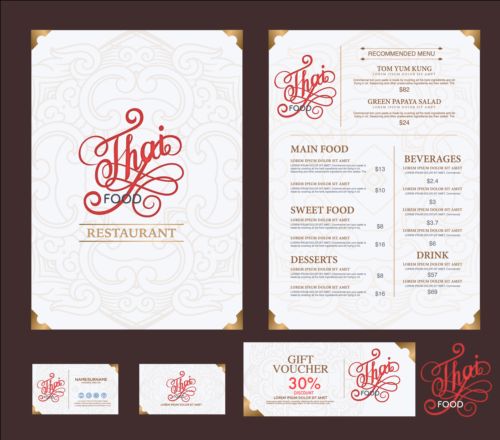 Restaurant menu with cards vector design 01 restaurant menu cards   