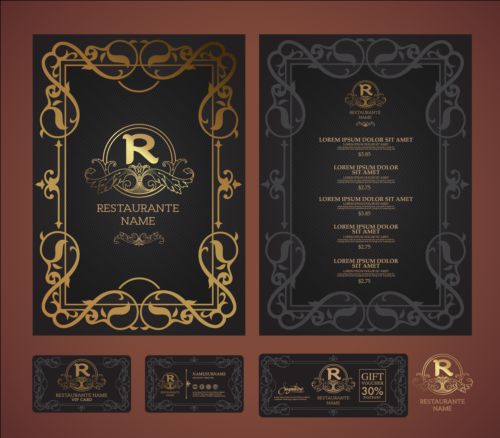 Restaurant menu with cards vector design 11 restaurant menu cards   