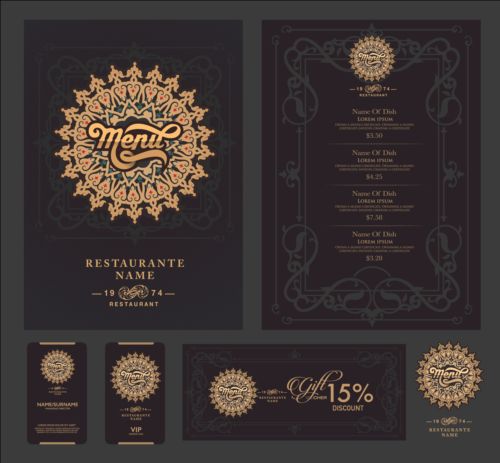 Restaurant menu with cards vector design 10 restaurant menu cards   