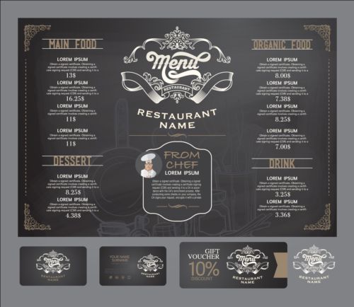 Restaurant menu with cards vector design 09 restaurant menu cards   