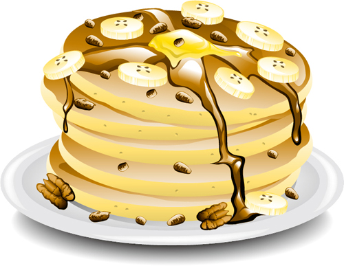 Pancake banana platter vector material platter Pancake banana   