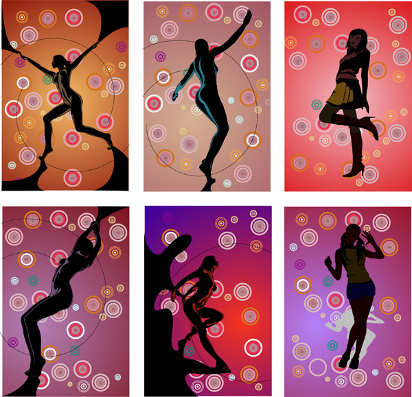 Elements of fitness of female characters Vector fitness female characters   