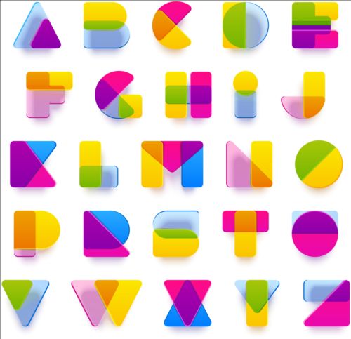 Blurred colored alphabets vectors colored blurred alphabets   