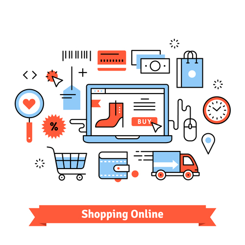 Shopping online business template vector 01 shopping online business   