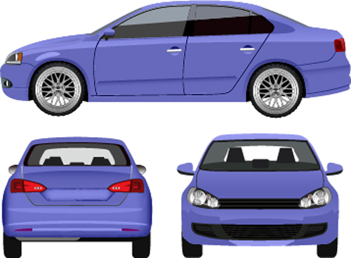 Sedan from three angles vector sedan from angle   