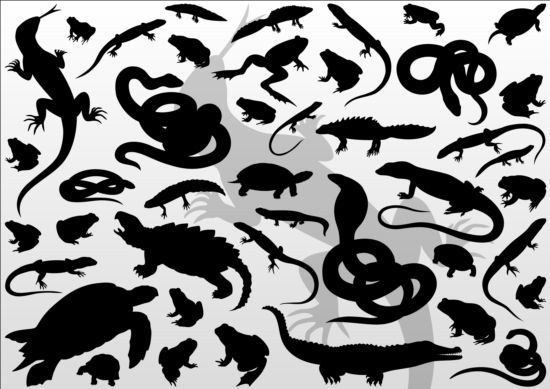 Reptiles silhouetter vector set 02 silhouetter reptiles   