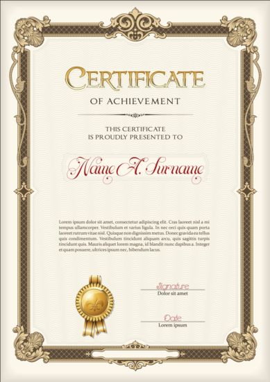 Vintage frame with certrificate design vector 02 vintage frame certrificate   