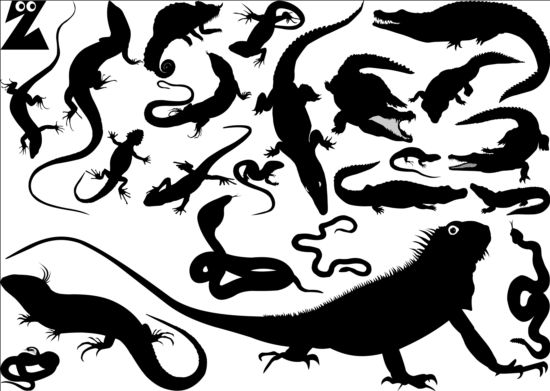 Reptiles silhouetter vector set 01 silhouetter reptiles   