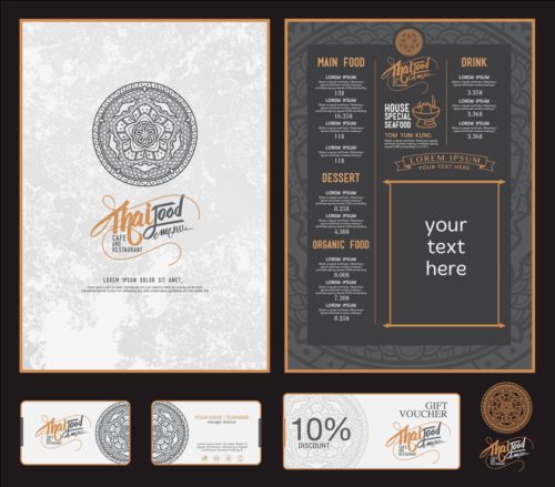 Restaurant menu with cards vector design 06 restaurant menu cards   