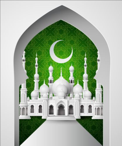 Green with white mosque background vector 01 white mosque green background   