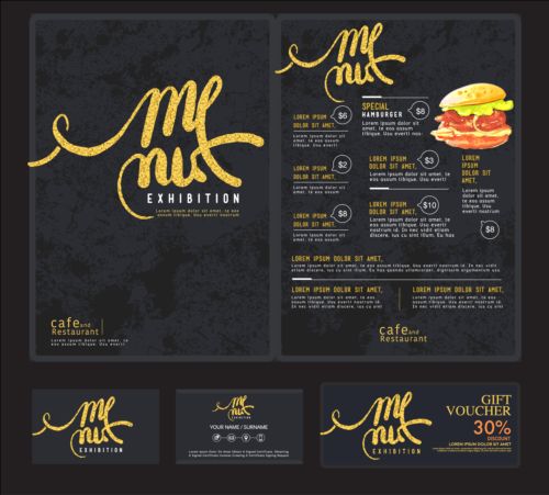 Restaurant menu with cards vector design 05 restaurant menu cards   