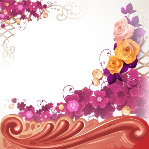 Classical flower art background vector 05 flower classical background   