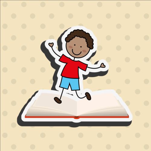 Student with book vector sticker 05 student sticker book   