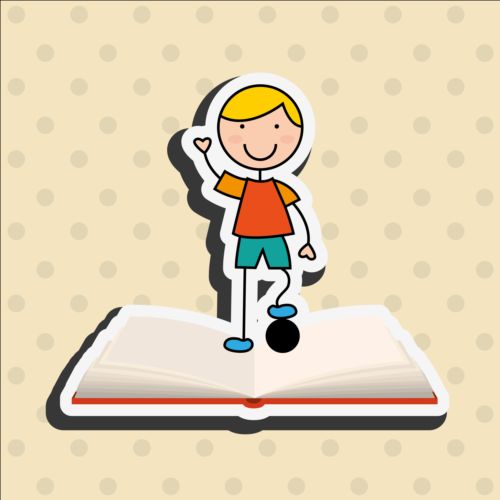 Student with book vector sticker 04 student sticker book   