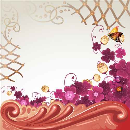 Classical flower art background vector 03 flower classical background   