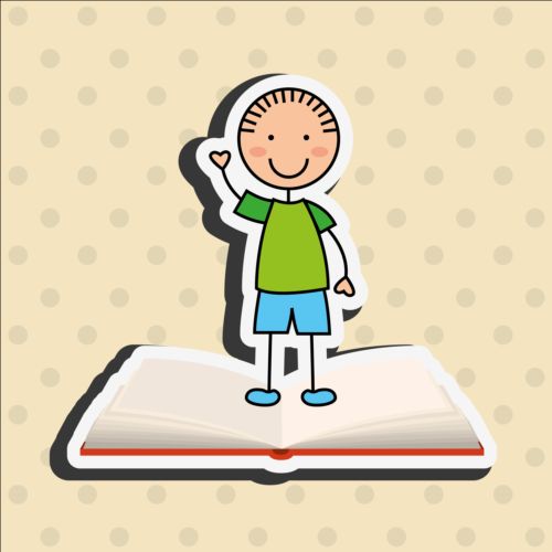 Student with book vector sticker 03 student sticker book   