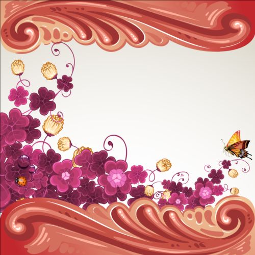 Classical flower art background vector 02 flower classical background   