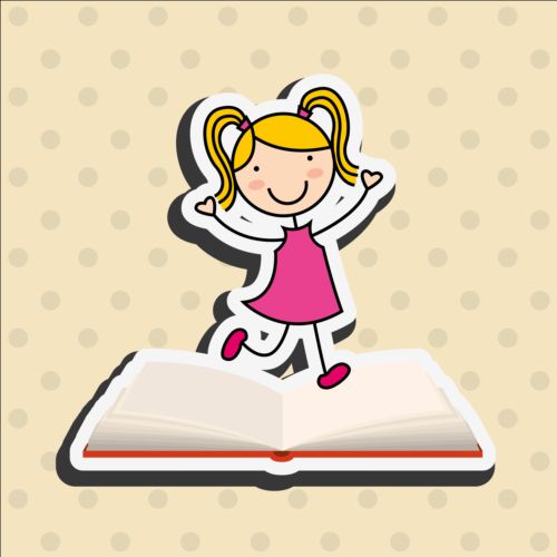 Student with book vector sticker 02 student sticker book   