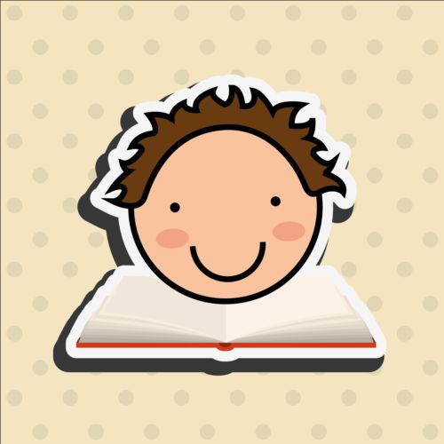 Student with book vector sticker 01 student sticker book   