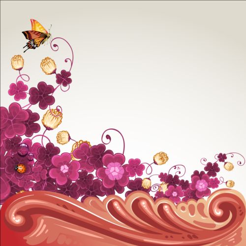 Classical flower art background vector 01 flower classical background   