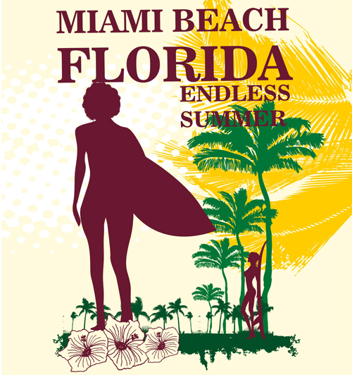 Summer holiday miami beach poster vector 09 summer poster miami holiday beach   