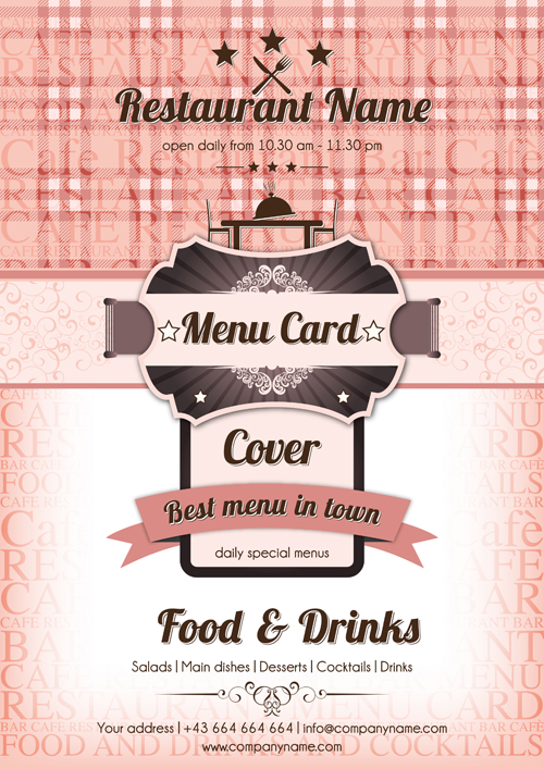 Retro styles restaurant menu cover vectors 04 Retro style restaurant menu   