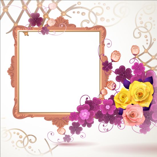 Classical frame with flower design 06 frame flower classical   