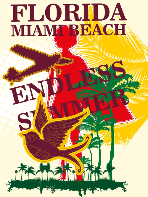 Summer holiday miami beach poster vector 06 summer poster miami holiday beach   
