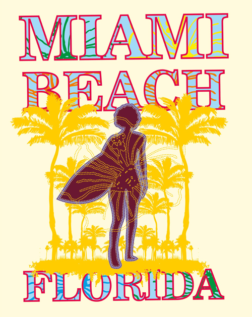 Summer holiday miami beach poster vector 14 summer poster miami holiday beach   
