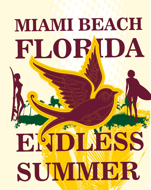 Summer holiday miami beach poster vector 04 summer poster miami holiday beach   