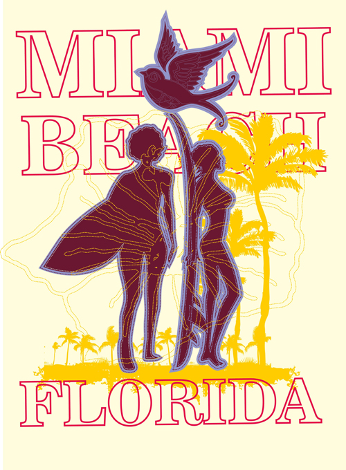 Summer holiday miami beach poster vector 13 summer poster miami holiday beach   