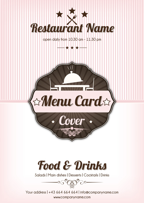 Retro styles restaurant menu cover vectors 06 Retro style restaurant menu   