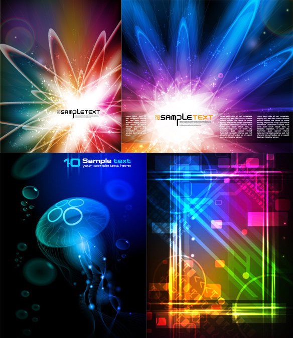 Elements of neon light background vector 148113 neon lights lighting light jellyfish glare cool light file   