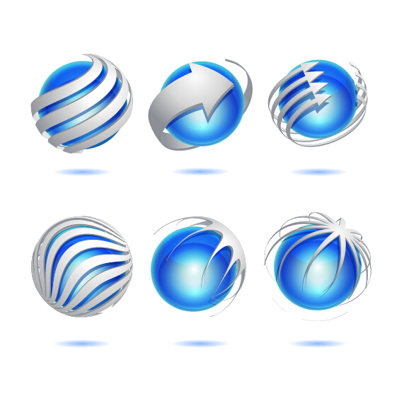 Blue spherical logos vectors spherical logos blue   