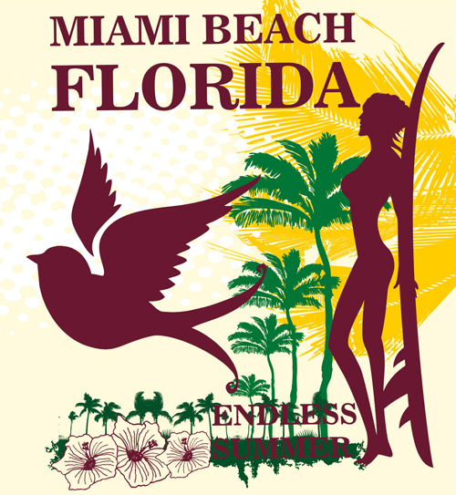 Summer holiday miami beach poster vector 01 summer poster miami holiday beach   