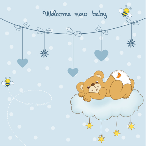 Cute baby card vector design 06 cute card baby   