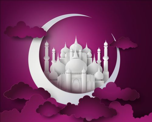 White mosque with purple ramadan kareem background vector 02 white ramadan purple mosque kareem background   