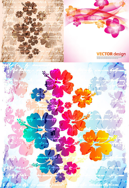 Flower background vector graphics wear nostalgia flowers   