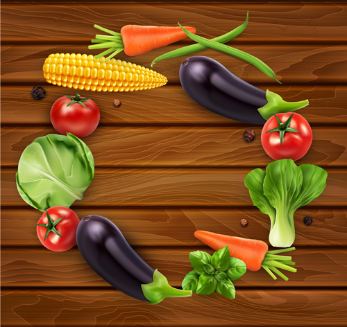 Fresh vagetables with wooden background vector wooden vagetables fresh background   