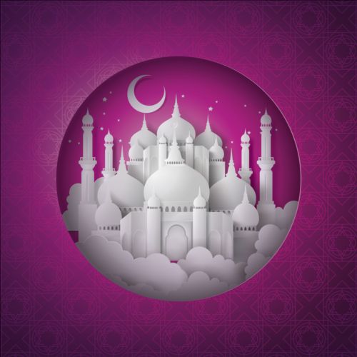 White mosque with purple ramadan kareem background vector 01 white ramadan purple mosque kareem background   