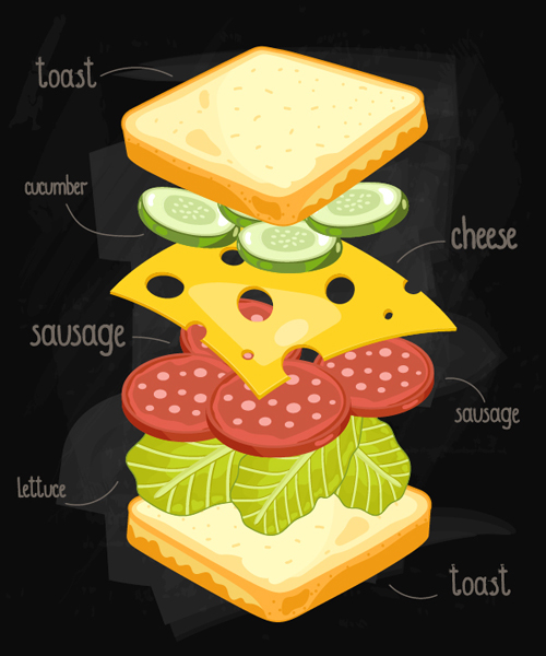 Sandwich Ingredients design vector 03 sandwich ingredients design   