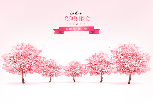 Pink spring background with tree vector 01 tree spring pink background   