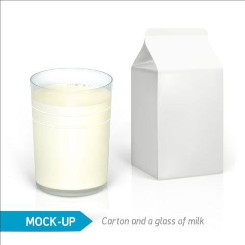Milk Carton package with glass cup vectors 02 package milk carton   