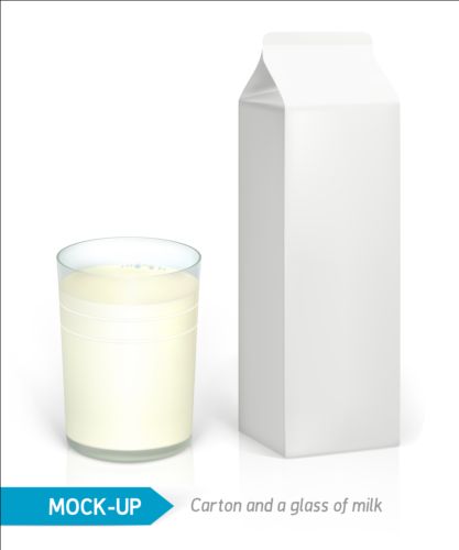 Milk Carton package with glass cup vectors 01 package milk carton   