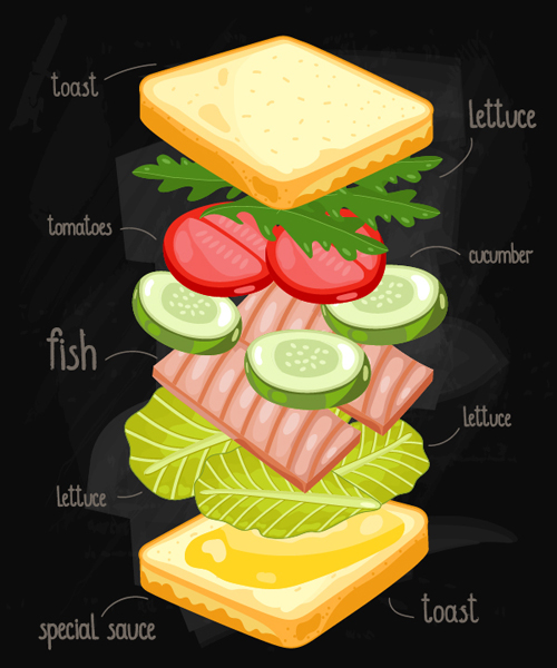 Sandwich Ingredients design vector 01 sandwich ingredients design   