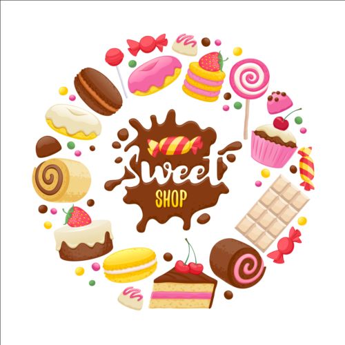 Sweet shop background art vector 03 sweet shop background   