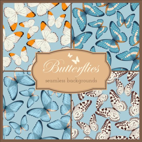 Beautiful butterflies seamless background vector 02 seamless butterflies beautiful background   