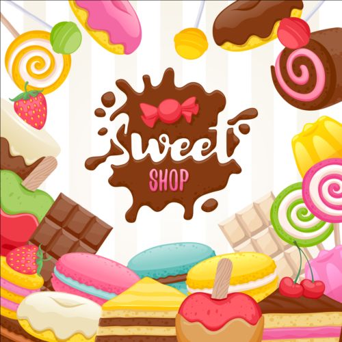 Sweet shop background art vector 02 sweet shop background   