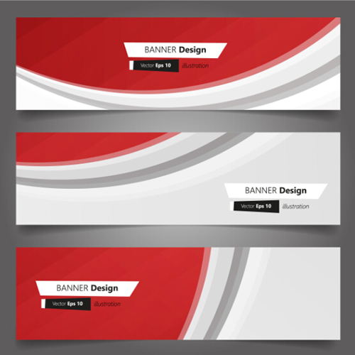 Red wavy banners vector set 02 wavy red banners   